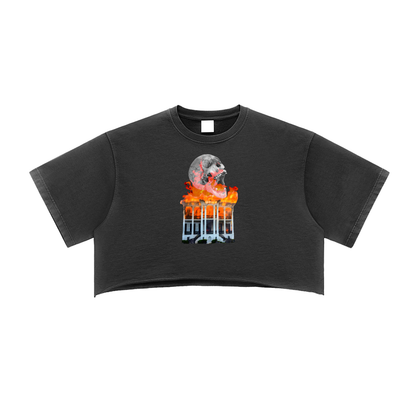 "NX MXSTERS"Snow Washed Raw Edge Crop Top