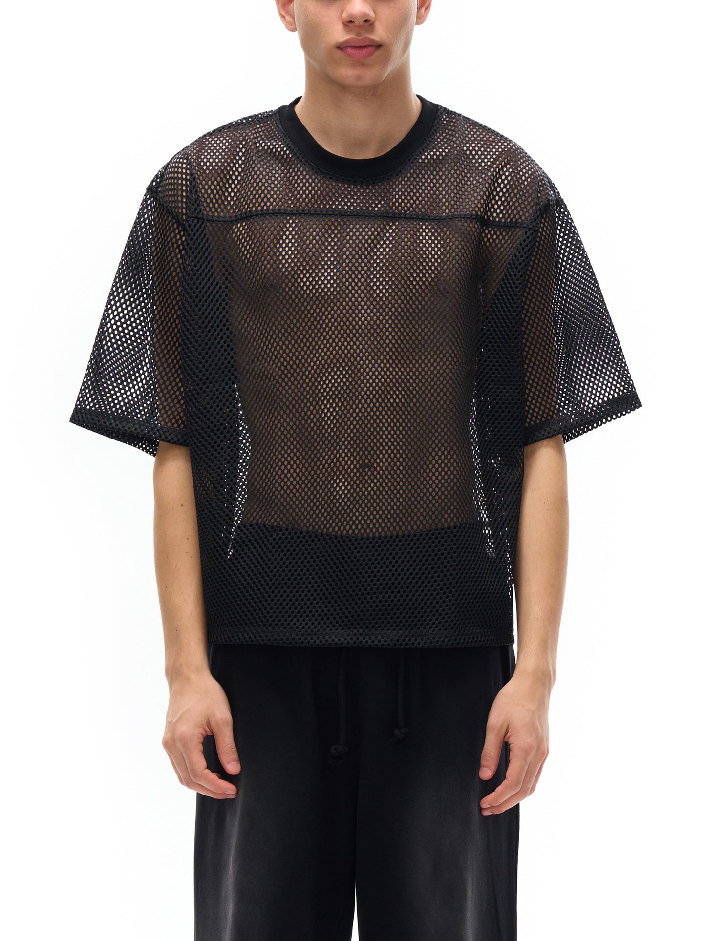 "NXFXVS" See-through Boxy Net T-shirt