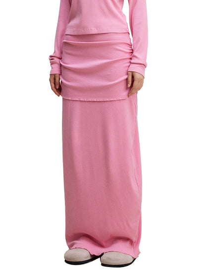 "MXDUSA" Dyed Washed Straight Hip-Hugging Slim Maxi Skirt